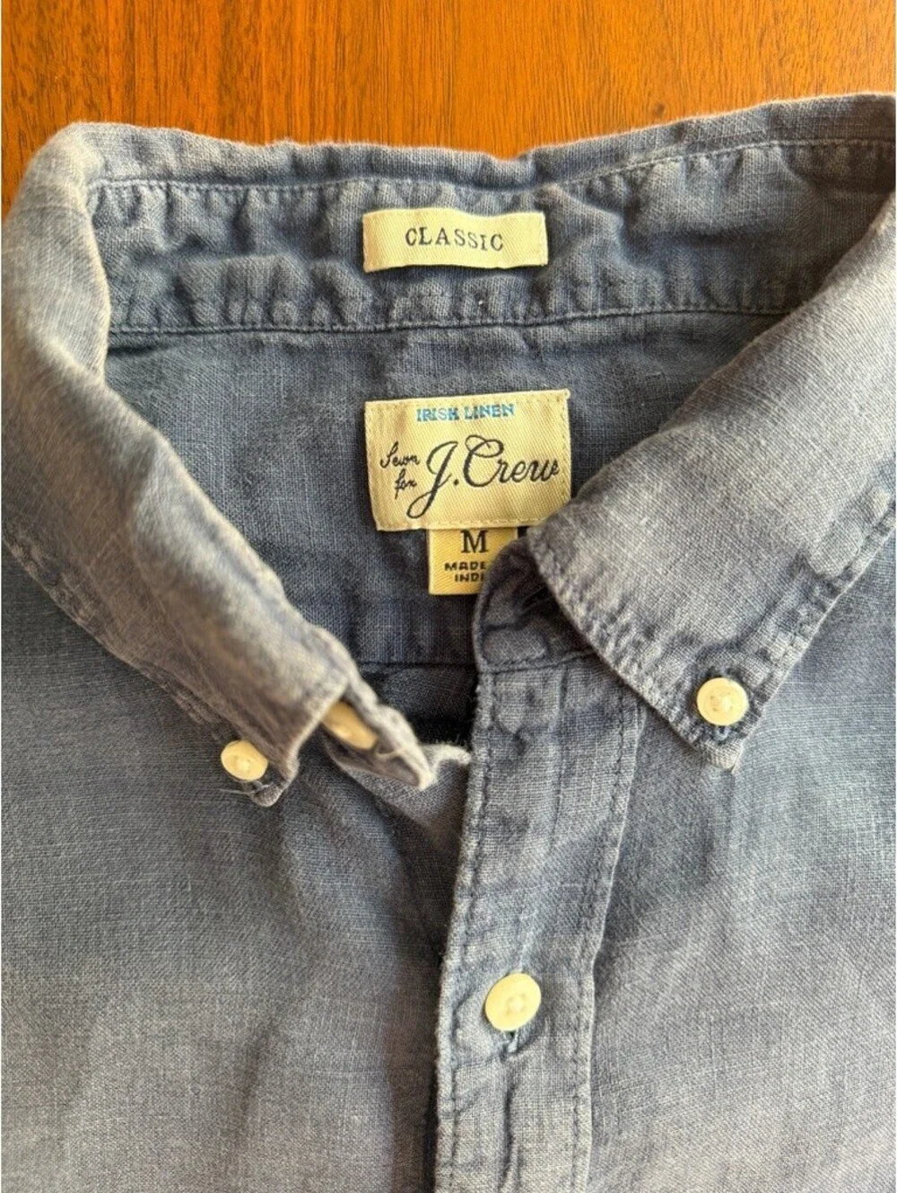 J.Crew Men's Blue Irish Linen Button Down Short Sleeve Shirt - Size M